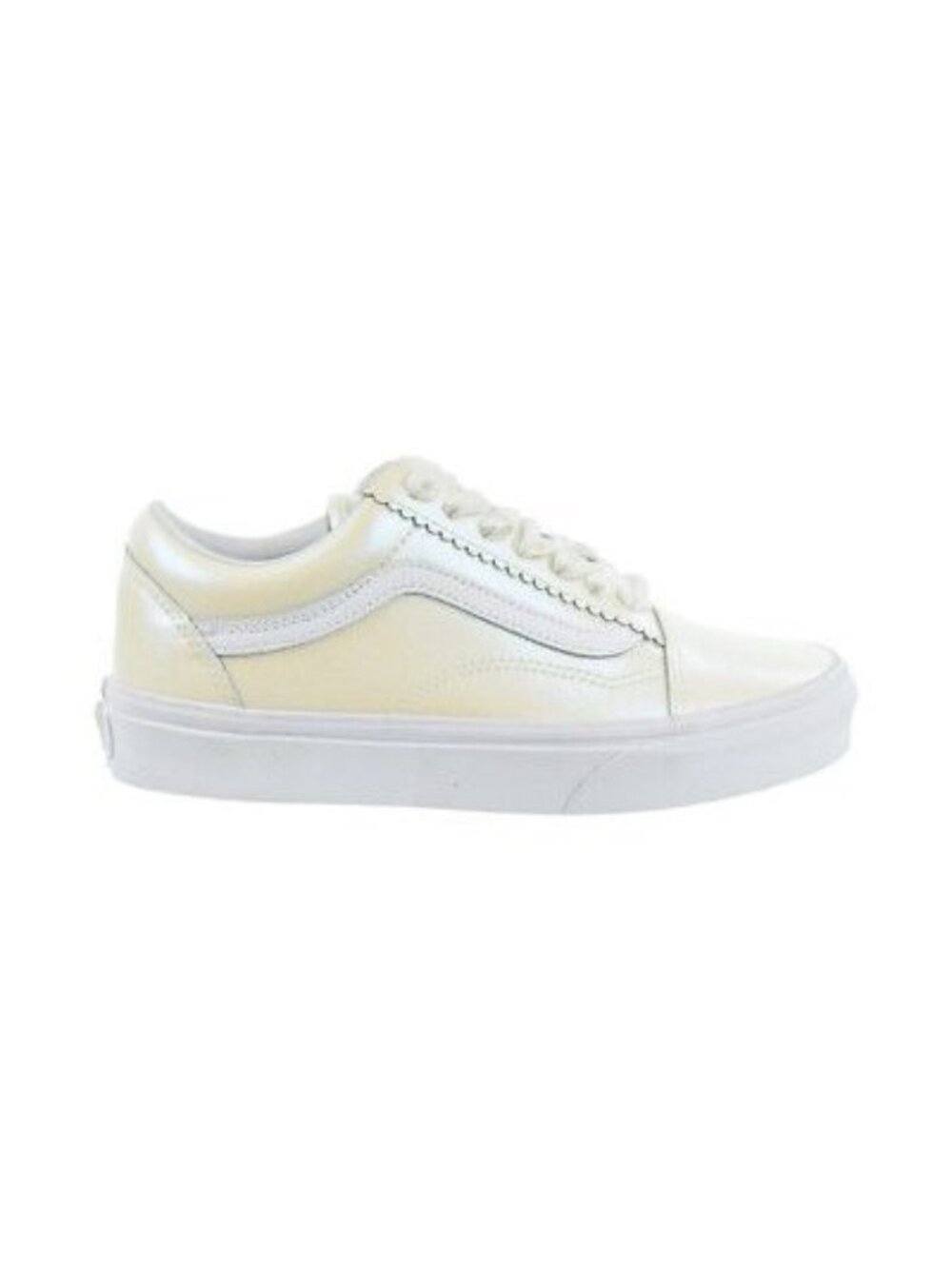 Vans Old Skool Womens 9.5/ Mens 8 Off White Leather Sneakers With Satin Ribbon L